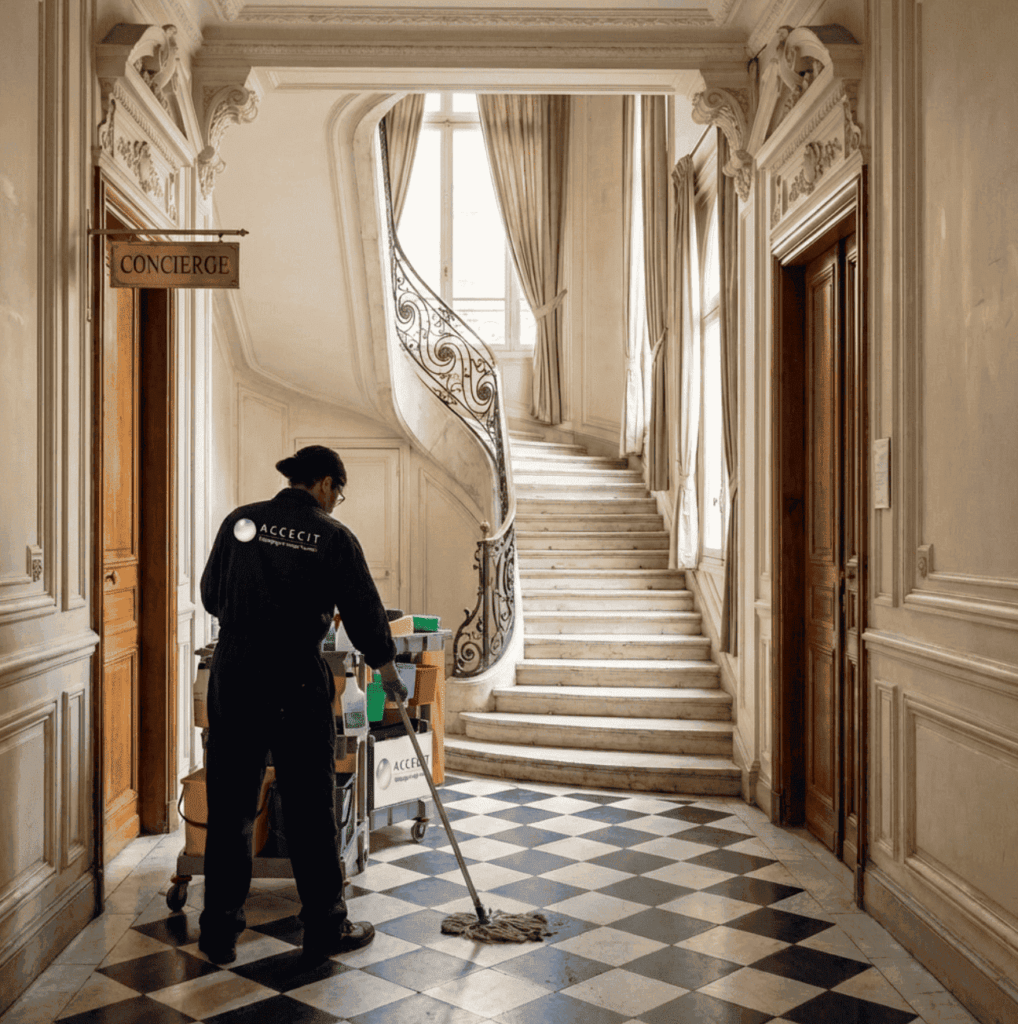 société de nettoyage parties communes immeuble haussmannien Paris